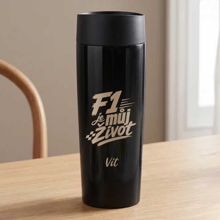 Termohrnek s Gravírováním Pro Fanouška F1 Dárek Pro Muže: F1 Je Můj Život Termohrnek s Gravírováním Pro Fanouška F1 Dárek Pro Muže: F1 Je Můj Život