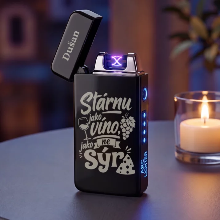 Personalizovaný Plazmový Zapalovač K 75 Narozeninám Dárek Pro 75Letého Muže : Stárnu Jako Víno, Ne Jako
