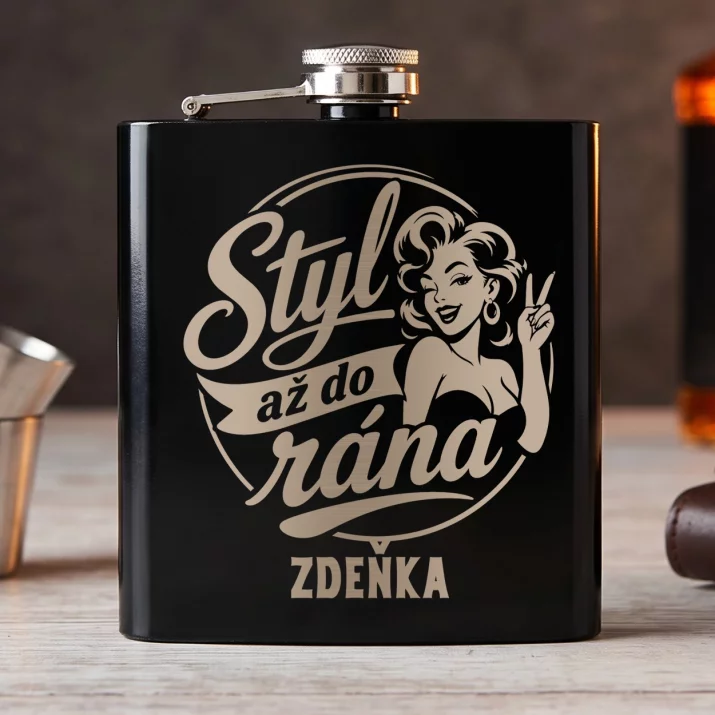 Placatka S Gravírováním Na Stylovou Rozlučku Se Svobodou Dárek Pro Ženu: Styl Až Do Rána Placatka S Gravírováním Na Stylovou Rozlučku Se Svobodou Dárek Pro Ženu: Styl Až Do Rána