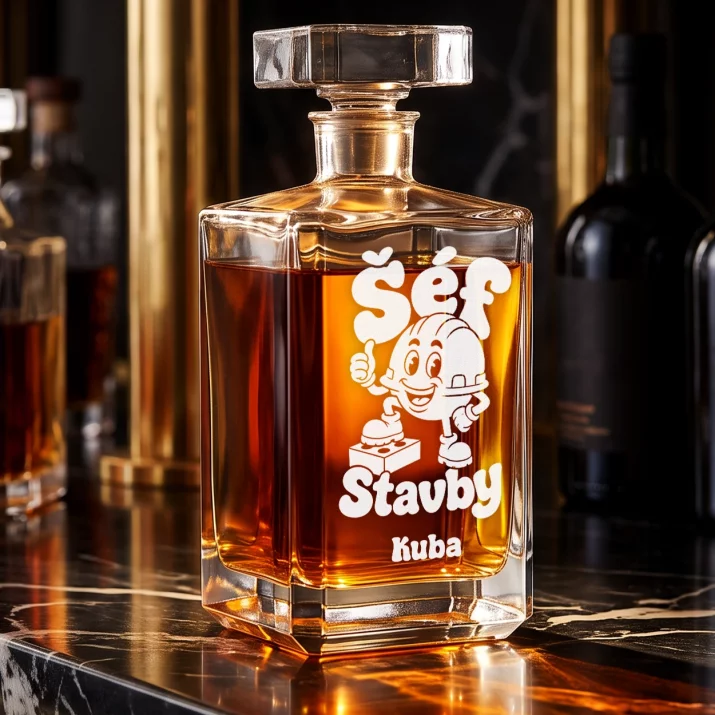 Personalizovaná Karafa Na Whisky Pro Stavebníka Dárek Pro Muže: Šéf Stavby Personalizovaná Karafa Na Whisky Pro Stavebníka Dárek Pro Muže: Šéf Stavby