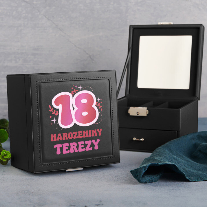 18 narozeniny - Černá šperkovnice se zrcátkem