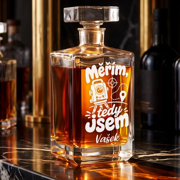 Personalizovaná Karafa Na Whisky Pro Geodeta Dárek Pro Muže: Měřím, Tedy Jsem