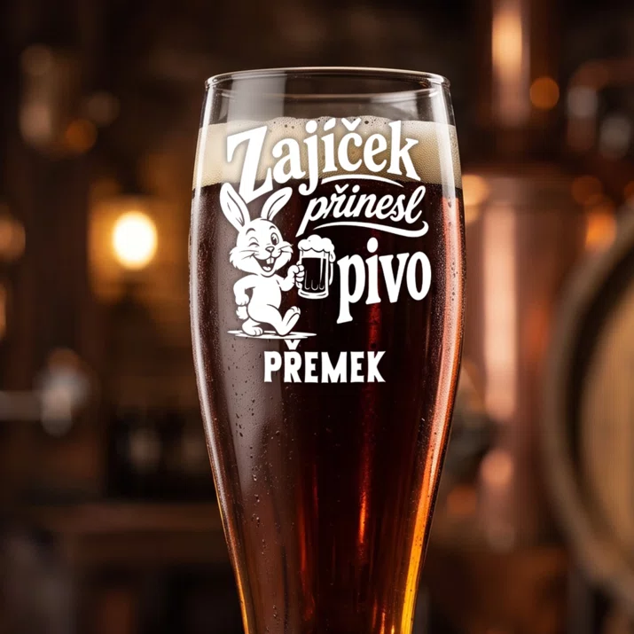 Sklenice Na Pivo S Gravírováním Od Velikonočního Zajíčka Dárek Pro Muže: Zajíček Přinesl Pivo Sklenice Na Pivo S Gravírováním Od Velikonočního Zajíčka Dárek Pro Muže: Zajíček Přinesl Pivo