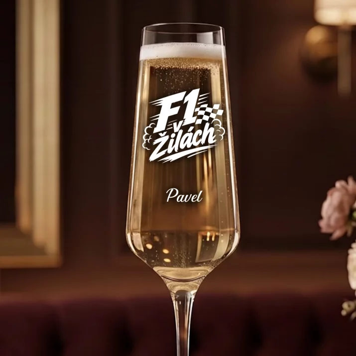 Sklenice Na Šampaňské Pro Fanouška F1 Dárek Pro Muže: F1 V Žilách