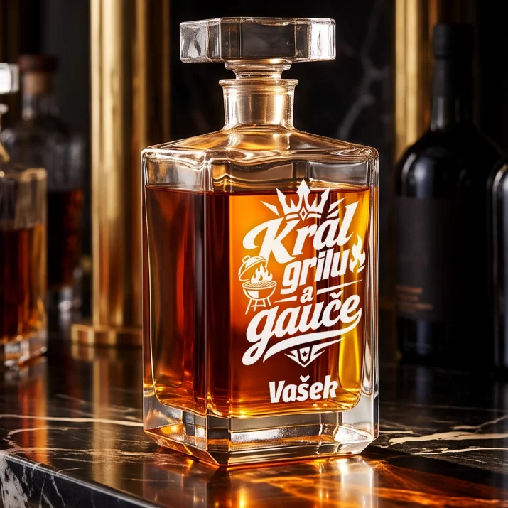 Personalizovaná Karafa Na Whisky K Výročí Dárek K Valentýnu Pro Muže: Král Grilu A Gauče