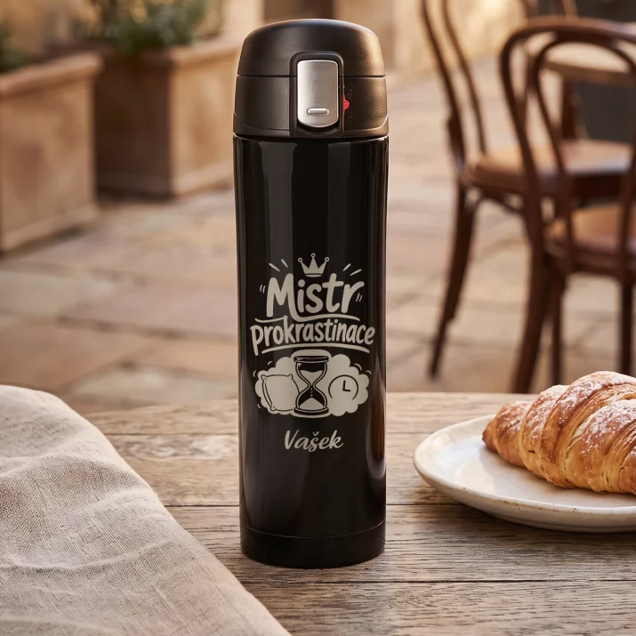 Termohrnek 440ml Pro Studenta Dárek Pro Muže: Mistr Prokrastinace