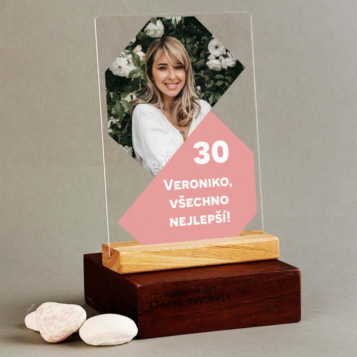 30. narozeniny vše nejlepší - Tisk na akrylovém skle se stojanem