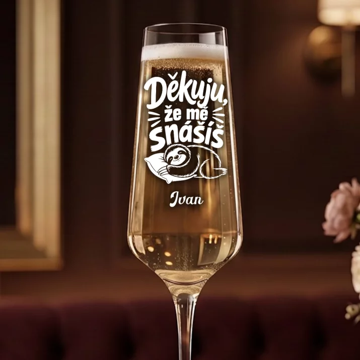 Sklenice Na Šampaňské K 1 Výročí Svatby Dárek Pro Muže: Děkuju, Že Mě Snášíš