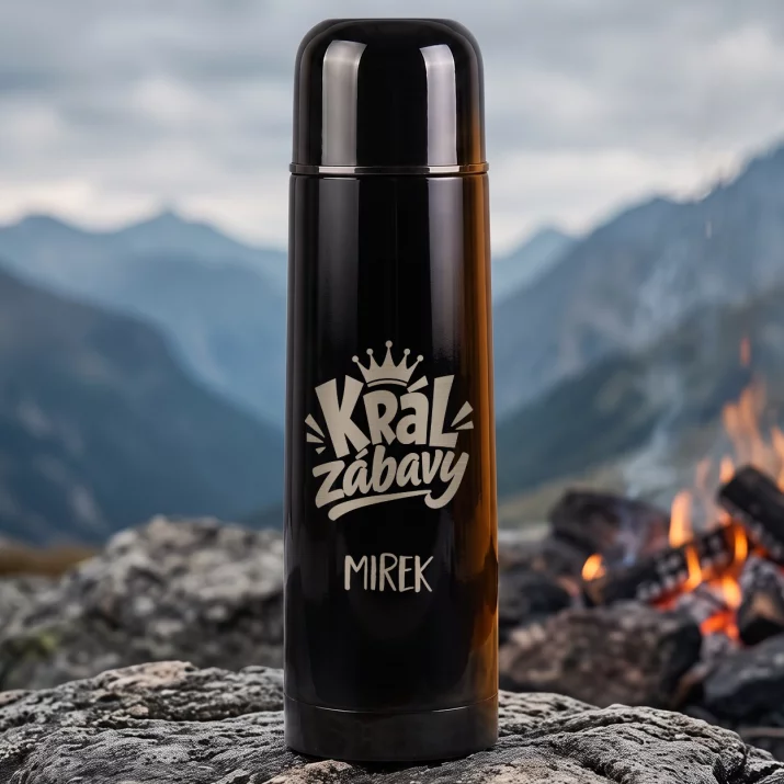 Termoska S Gravírováním Pro Přítele Dárek Ke Dni Chlapců Pro Muže: Král Zábavy