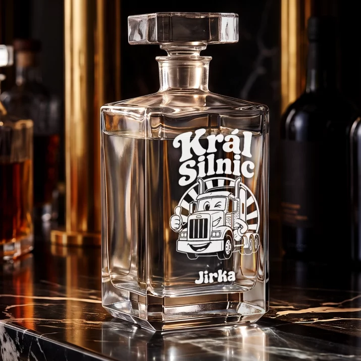 Karafa Na Vodku S Gravírováním Pro Řidiče Kamionu Dárek Pro Muže: Král Silnic