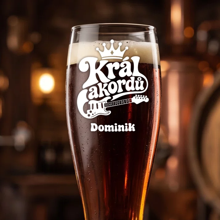 Sklenice Na Pivo S Gravírováním Pro Kytaristu Dárek Pro Muže: Král Akordů