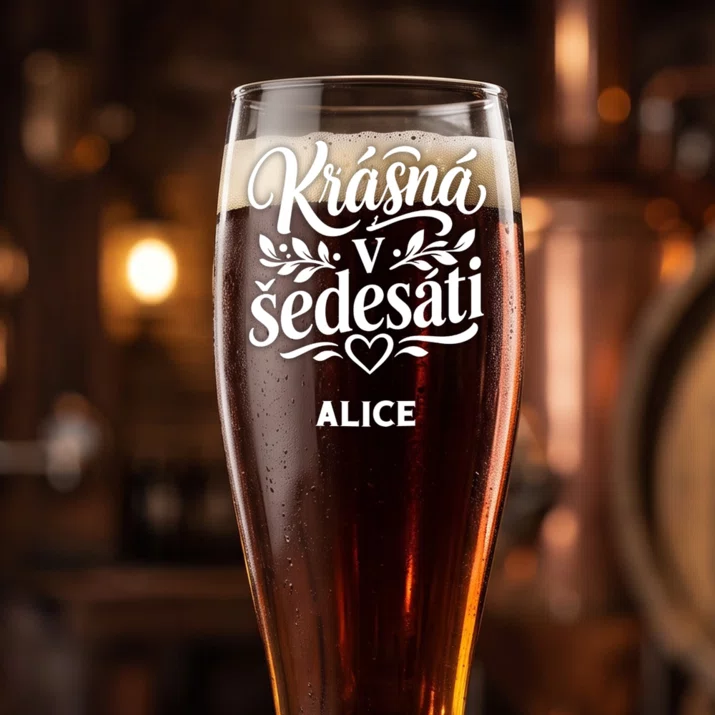 Sklenice Na Pivo S Gravírováním Pro 60Letou Ženu Dárek K 60 Narozeninám Pro Ženu: Krásná V Šedesáti