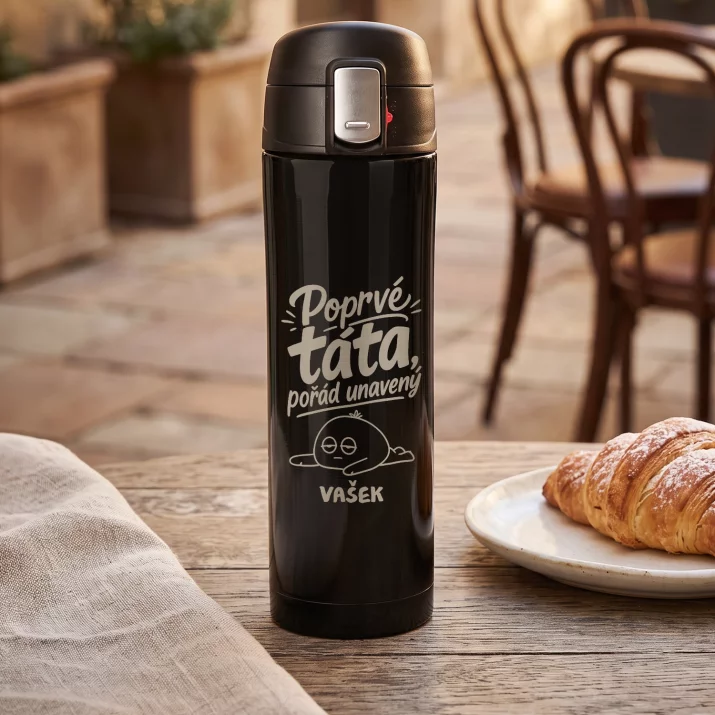 Termohrnek 440ml Pro Tátu K Prvnímu Dni Otců Dárek Pro Tatínka Muže: Poprvé Táta, Pořád