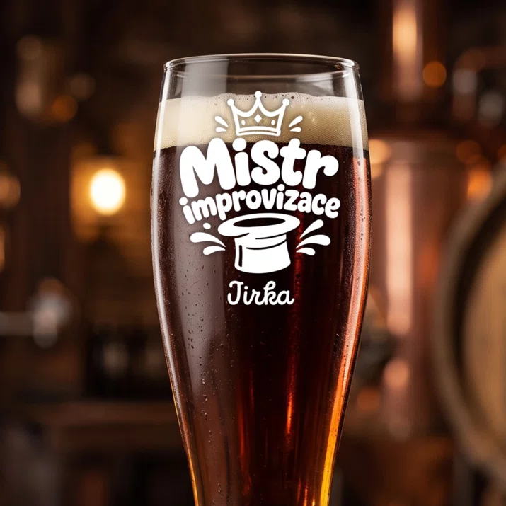 Sklenice Na Pivo S Gravírováním Pro Přítele Dárek Ke Dni Chlapců Pro Muže: Mistr Improvizace