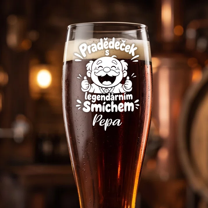 Sklenice Na Pivo S Gravírováním Pro Pradědečka Dárek Ke Dni Dědečků Pro Muže: Pradědeček S Legendárním