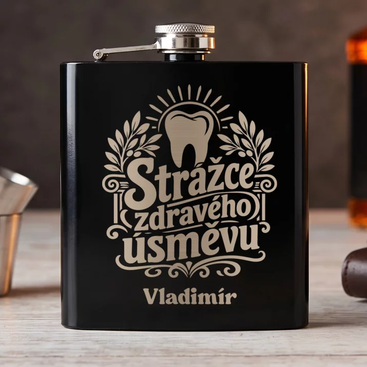 Placatka S Gravírováním Pro Stomatologa Dárek Pro Muže: Strážce Zdravého Úsměvu Placatka S Gravírováním Pro Stomatologa Dárek Pro Muže: Strážce Zdravého Úsměvu