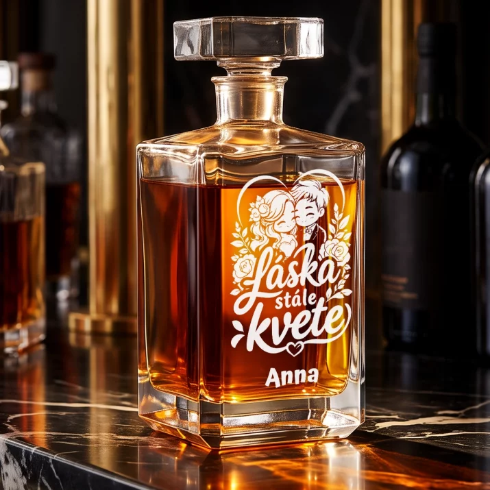 Personalizovaná Karafa Na Whisky K 25 Výročí Svatby Dárek Pro Ženu: Láska Stále Kvete Personalizovaná Karafa Na Whisky K 25 Výročí Svatby Dárek Pro Ženu: Láska Stále Kvete