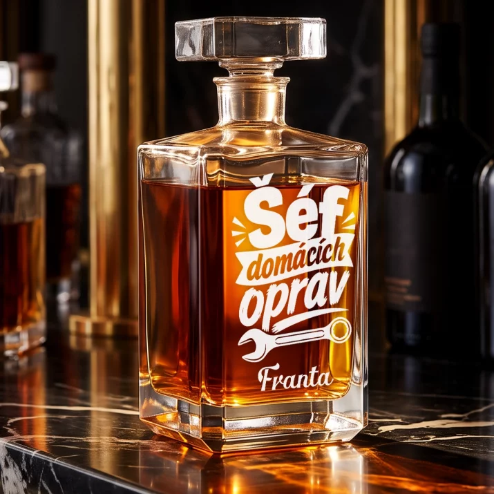 Personalizovaná Karafa Na Whisky Pro Domácího Kutila Dárek Pro Muže: Šéf Domácích Oprav Personalizovaná Karafa Na Whisky Pro Domácího Kutila Dárek Pro Muže: Šéf Domácích Oprav