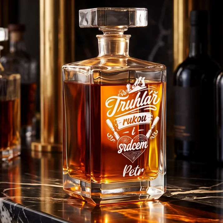 Personalizovaná Karafa Na Whisky Pro Truhláře Dárek Pro Muže: Truhlář Rukou I Srdcem Personalizovaná Karafa Na Whisky Pro Truhláře Dárek Pro Muže: Truhlář Rukou I Srdcem