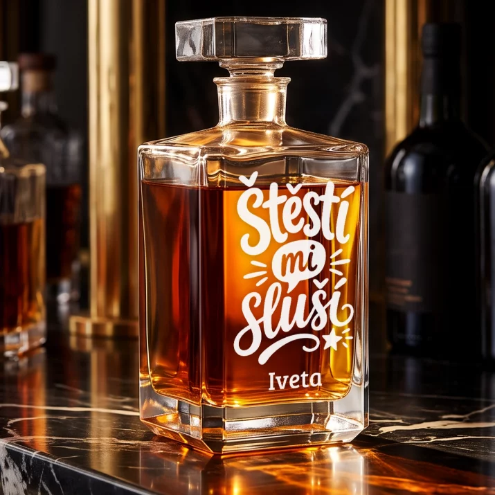 Personalizovaná Karafa Na Whisky Ženě Pro Štěstí Dárek Pro Ženu: Štěstí Mi Sluší