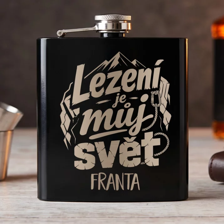 Placatka S Gravírováním Pro Lezce Dárek Pro Muže: Lezení Je Můj Svět