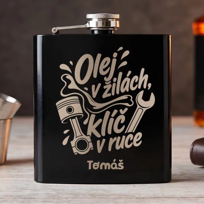 Placatka S Gravírováním Pro Mechanika Dárek Pro Muže: Olej V Žilách, Klíč V