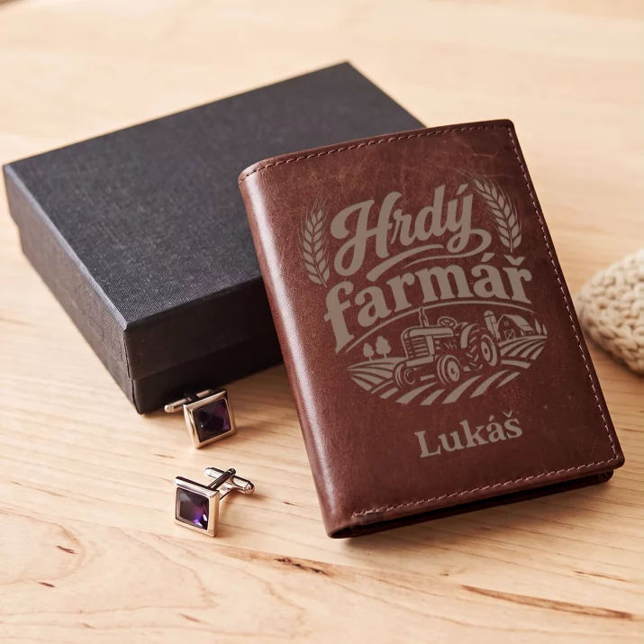 Personalizovaná Kožená Peněženka Pro Farmáře Dárek Pro Muže: Hrdý Farmář