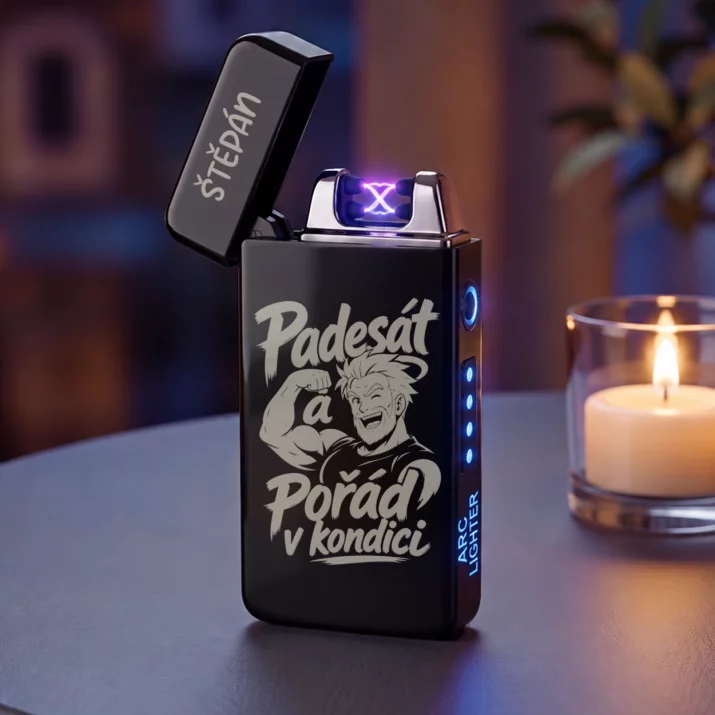 Personalizovaný Plazmový Zapalovač K 50 Narozeninám Dárek Pro 50Letého Muže : Padesát A Pořád V Kondici Personalizovaný Plazmový Zapalovač K 50 Narozeninám Dárek Pro 50Letého Muže : Padesát A Pořád V Kondici