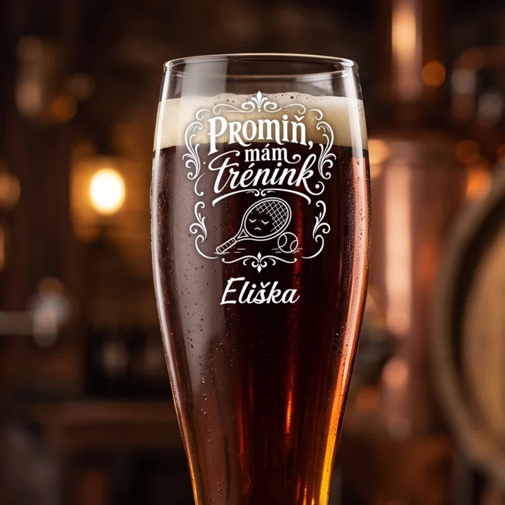 Sklenice Na Pivo S Gravírováním Pro Tenistku Dárek Pro Ženu: Promiň, Mám Trénink