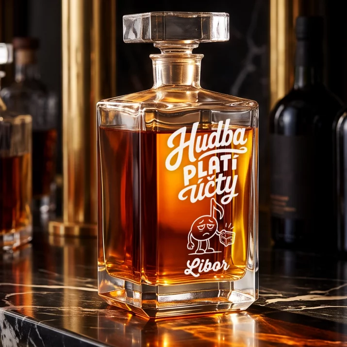 Personalizovaná Karafa Na Whisky Pro Hudebníka Dárek Pro Muže: Hudba Platí Účty