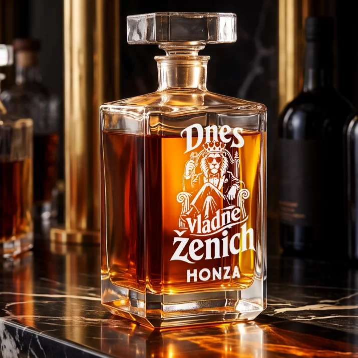 Personalizovaná Karafa Na Whisky Na Rozlučku Se Svobodou Pro Ženicha Dárek Pro Muže: Dnes Vládne Ženich Personalizovaná Karafa Na Whisky Na Rozlučku Se Svobodou Pro Ženicha Dárek Pro Muže: Dnes Vládne Ženich