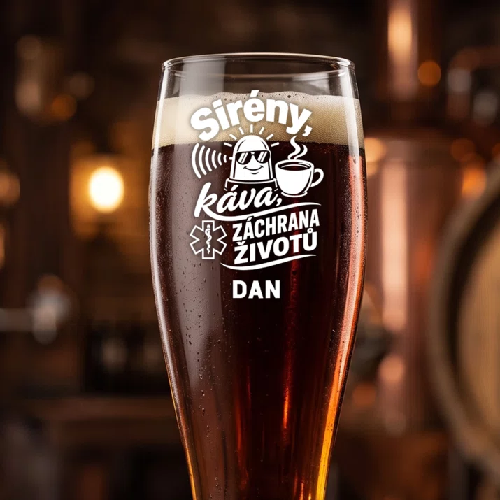 Sklenice Na Pivo S Gravírováním Pro Zdravotnického Záchranáře Dárek Pro Muže: Sirény, Káva, Záchrana Sklenice Na Pivo S Gravírováním Pro Zdravotnického Záchranáře Dárek Pro Muže: Sirény, Káva, Záchrana