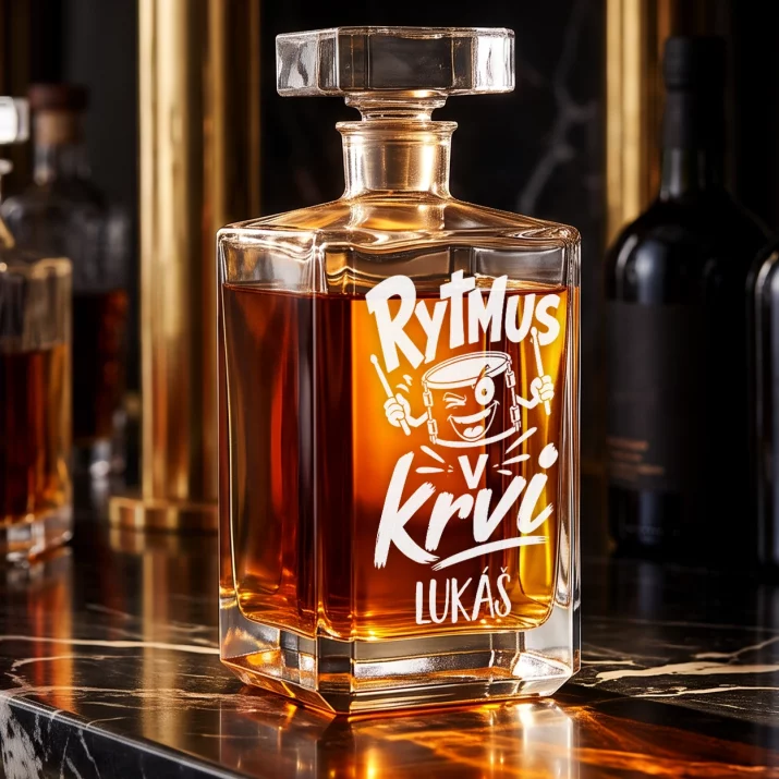 Personalizovaná Karafa Na Whisky Pro Bubeníka Dárek Pro Muže: Rytmus V Krvi Personalizovaná Karafa Na Whisky Pro Bubeníka Dárek Pro Muže: Rytmus V Krvi