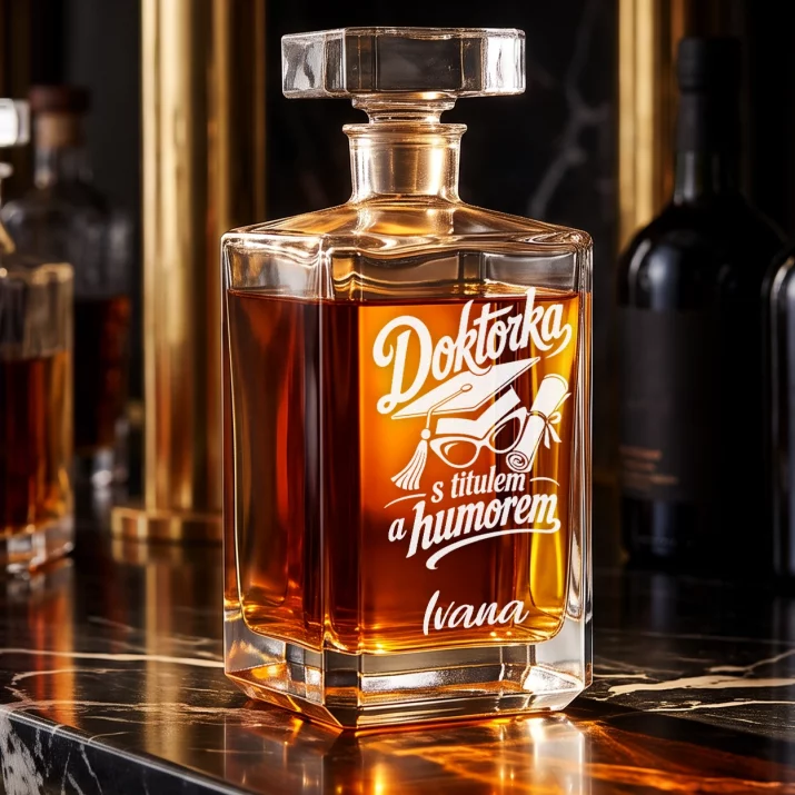 Personalizovaná Karafa Na Whisky K Obhajobě Doktorátu Dárek Pro Ženu: Doktorka S Titulem A Personalizovaná Karafa Na Whisky K Obhajobě Doktorátu Dárek Pro Ženu: Doktorka S Titulem A