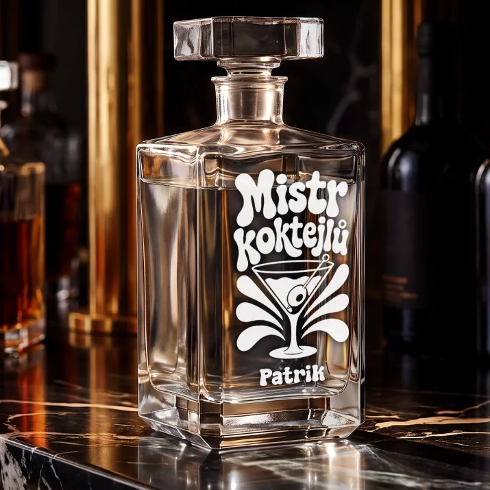 Karafa Na Vodku S Gravírováním Pro Barmana Dárek Pro Muže: Mistr Koktejlů