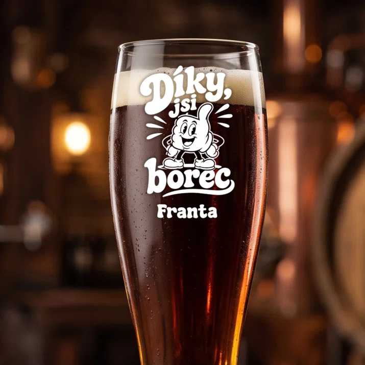 Sklenice Na Pivo S Gravírováním Jako Poděkování Dárek Pro Muže: Díky, Jsi Borec