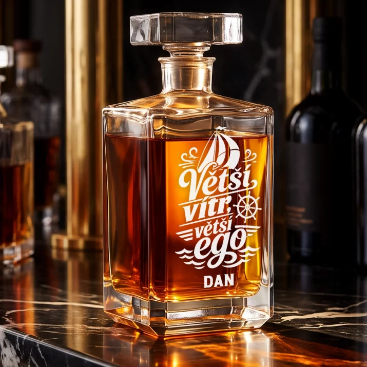 Personalizovaná Karafa Na Whisky Pro Jachtaře Dárek Pro Muže: Větší Vítr, Větší Ego