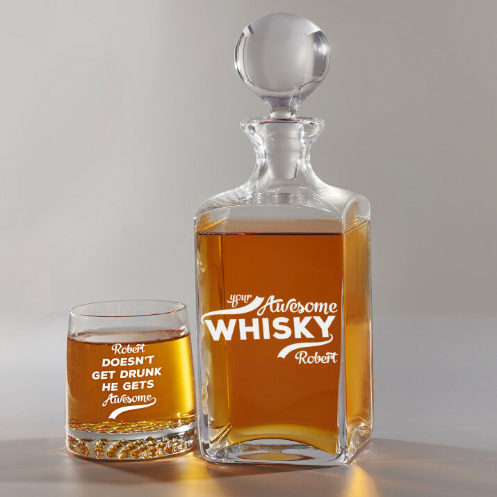 Awesome Whisky - Skleněná karafa na whisky + sklenice