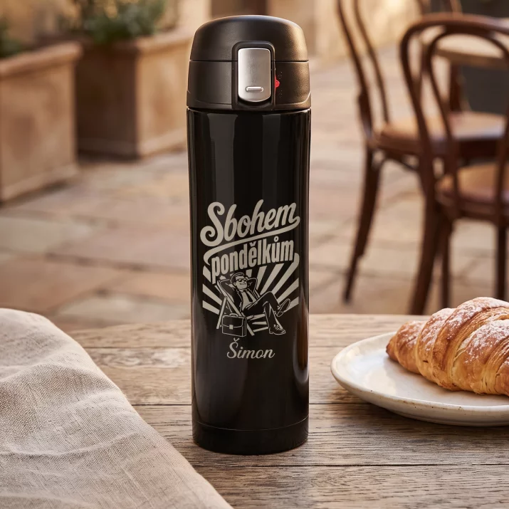 Termohrnek 440ml Na Rozloučenou Pro Kolegu Z Práce Dárek Pro Muže: Sbohem Pondělkům