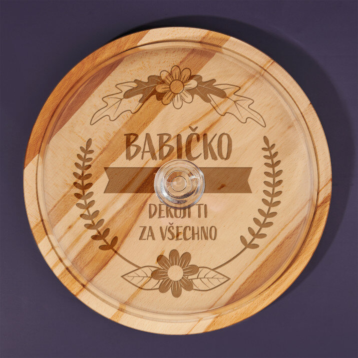 Babičko, děkuji ti za všechno - Servírovací prkénko se skleněným poklopem