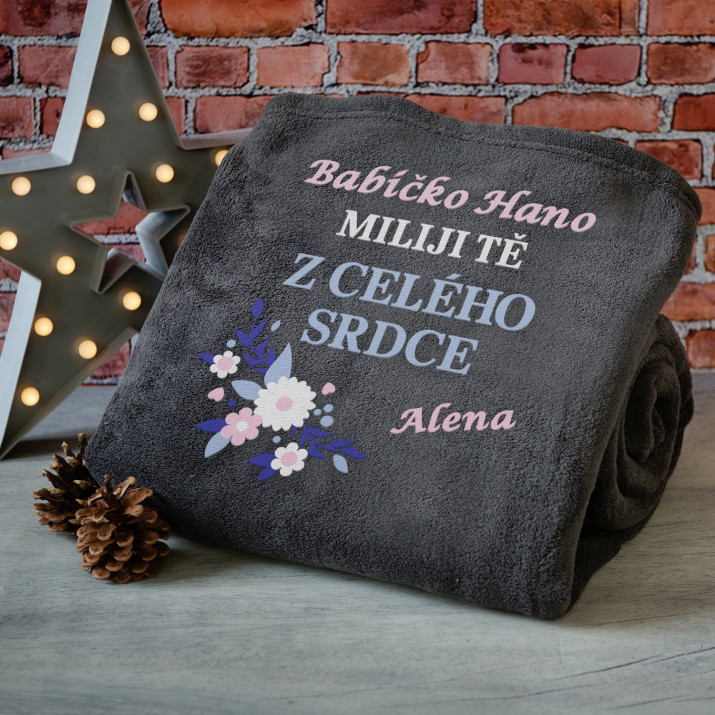 Babičko miluji tě - Deka s výšivkou