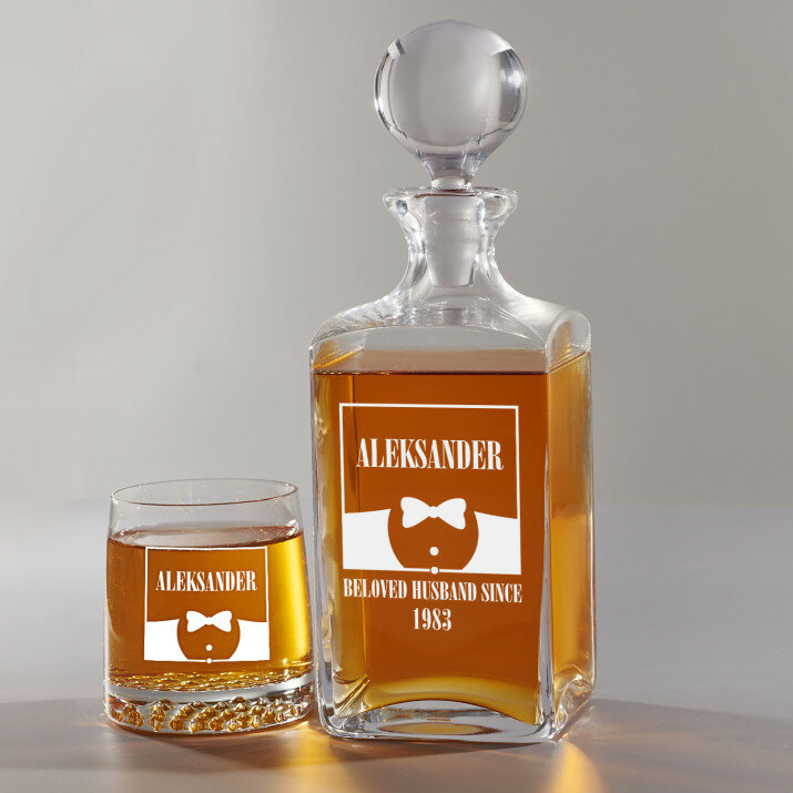 Beloved Husband - Skleněná karafa na whisky + sklenice