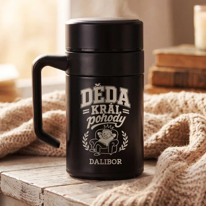 Termohrnek S Uchem 400 Ml Pro Dědečka Dárek Ke Dni Dědečků Pro Muže: Děda Král Pohody