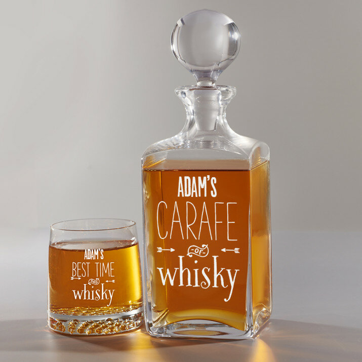 Carafe of whisky - Skleněná karafa na whisky + sklenice