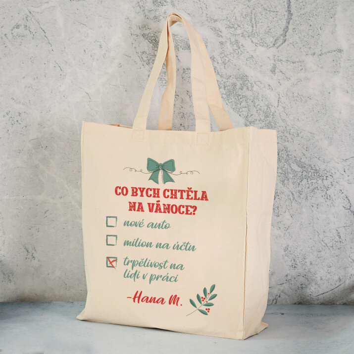 Co bych chtěla na Vánoce - Bavlněná taška s potiskem