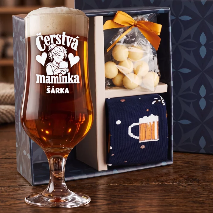 Dárkový Box S Pivní Sklenicí S Gravírováním K Narození Dítěte Pro Ženu: Čerstvá Maminka Dárkový Box S Pivní Sklenicí S Gravírováním K Narození Dítěte Pro Ženu: Čerstvá Maminka