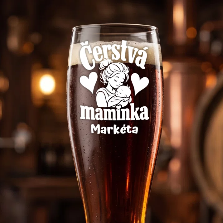 Sklenice Na Pivo S Gravírováním K Narození Dítěte Dárek Pro Ženu: Čerstvá Maminka