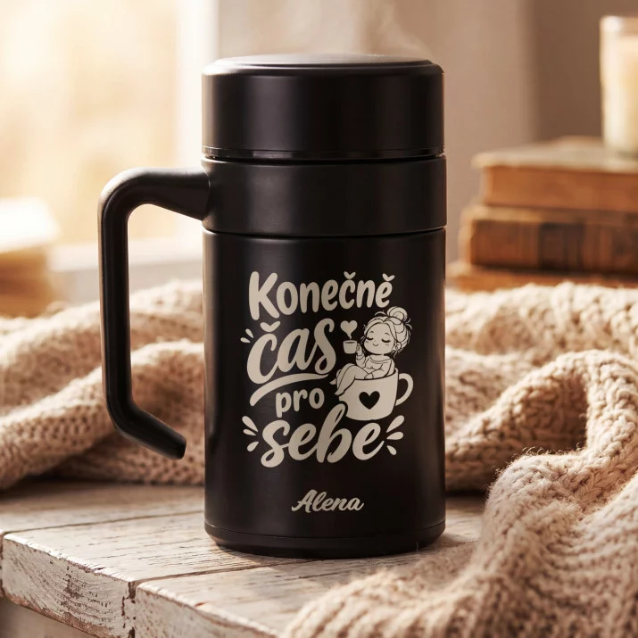 Termohrnek S Uchem 400 Ml Na Konec Jeslí Dárek Pro Ženu: Konečně Čas Pro Sebe Termohrnek S Uchem 400 Ml Na Konec Jeslí Dárek Pro Ženu: Konečně Čas Pro Sebe
