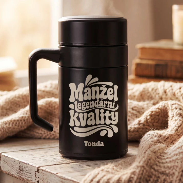 Termohrnek S Uchem 400 Ml Pro Manžela Dárek K Výročí Svatby Pro Muže: Manžel Legendární Kvality Termohrnek S Uchem 400 Ml Pro Manžela Dárek K Výročí Svatby Pro Muže: Manžel Legendární Kvality