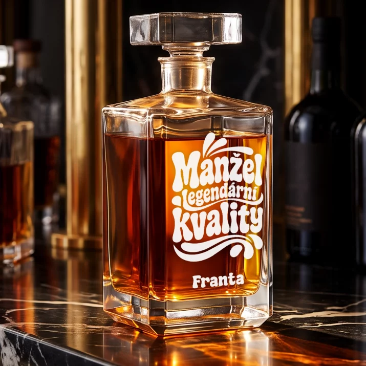Personalizovaná Karafa Na Whisky Pro Manžela Dárek K Výročí Svatby Pro Muže: Manžel Legendární Kvality